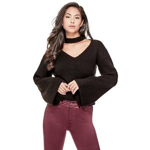 *New* Guess choker v neck bell sleeve sweater